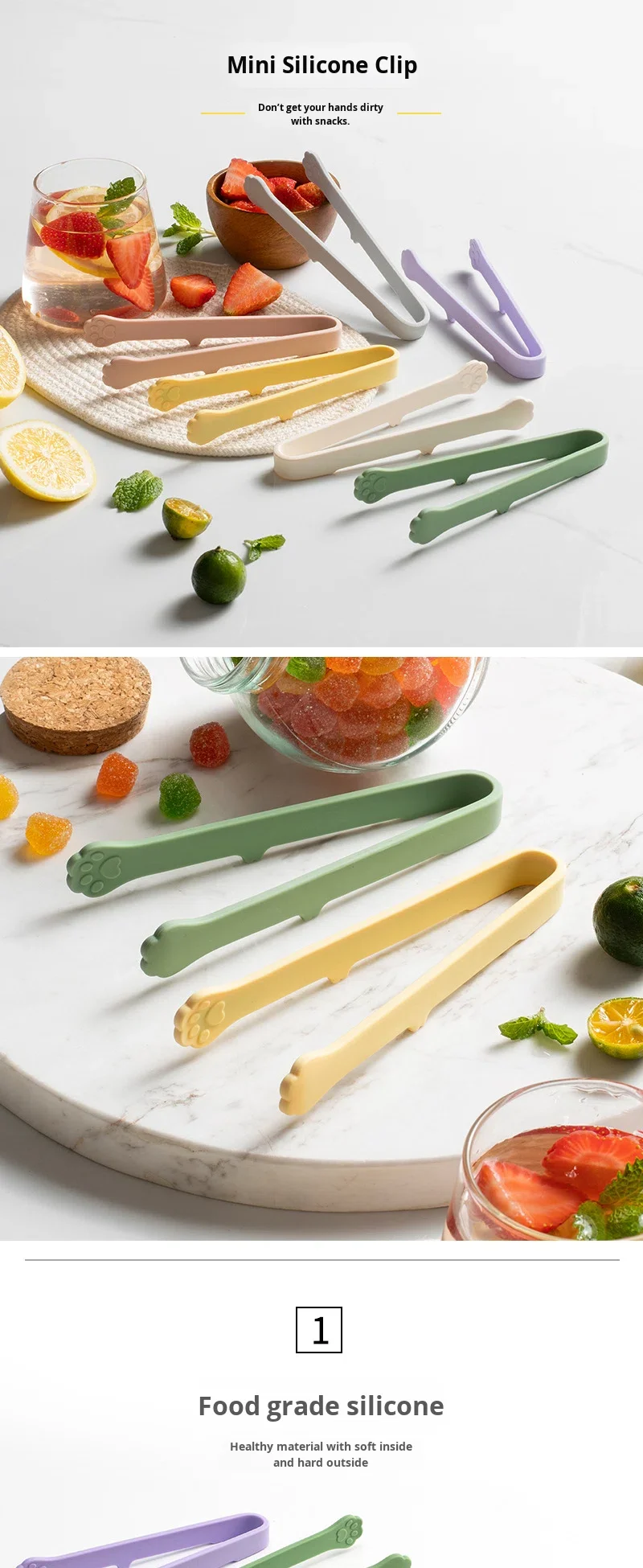 Multi-functional cat Paw Mini Silicone Food Tongs Food-grade Silicone Snack and Fruit Tongs Cake Tools Silicone cat Paw Clamp supplier