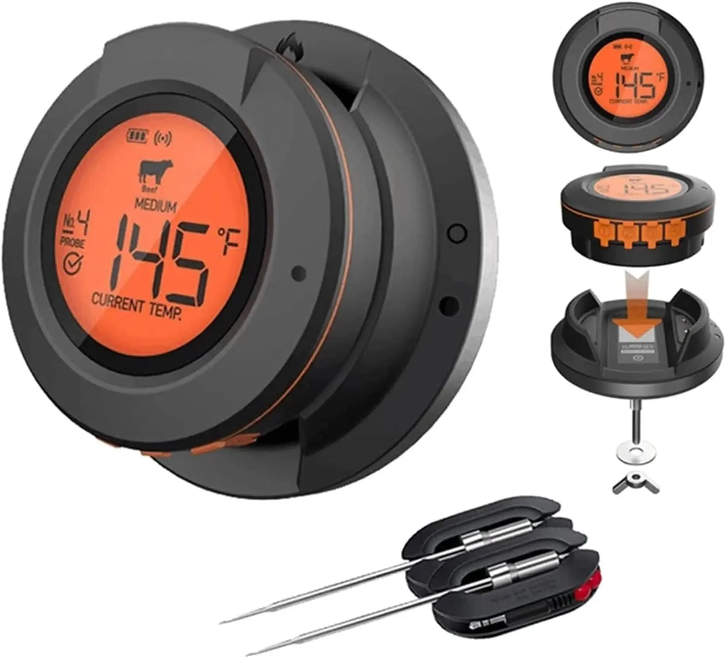 Wireless Meat Thermometer With Dual Probes - Bluetooth Smart Cooking Thermometer For Grill, Oven, BBQ & Smoking, 650ft Range