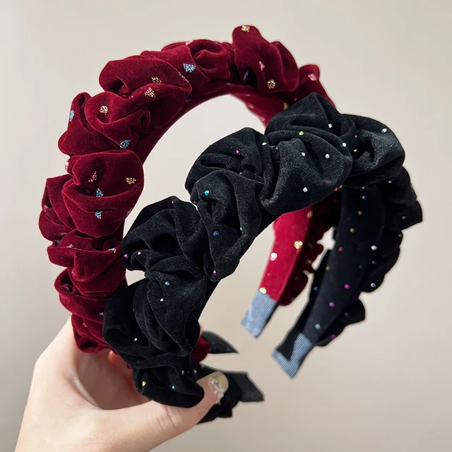 New Ins-style Romantic Star Glitter Hairband Flocked Pleated Fashion Fabric Headbands Simple Elegant High-end Sweet Headpiece