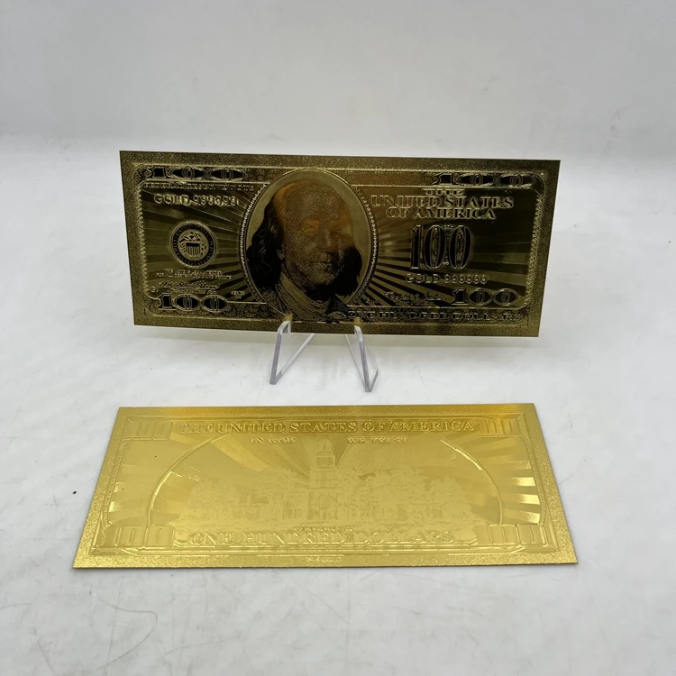 RTS Usd 1 2 5 10 20 50 100 Dollars Bill Money Plastic 24k Gold Silver Foil Banknote