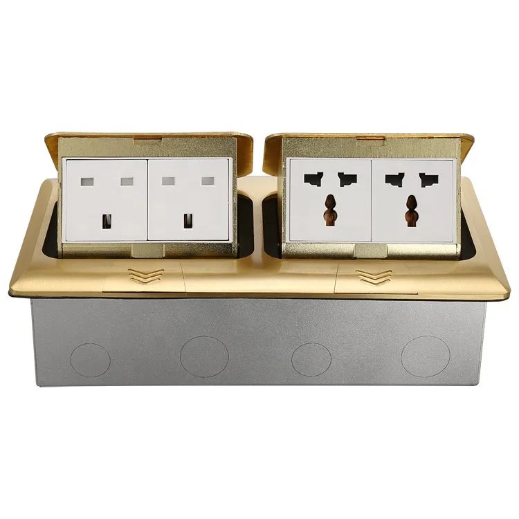 High quality French power socket multi-function information box gold hidden pop-up French standard floor socket