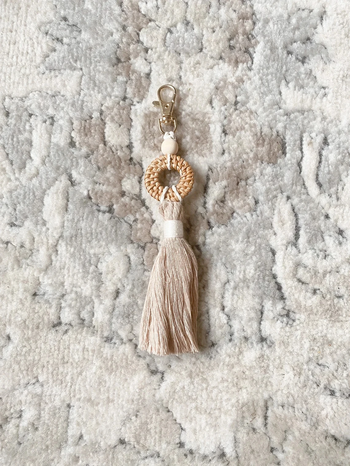 Boho Rattan Tassel Key Chain Pendant Macrame Keychain Car Key Pendant Jewelry Gift
