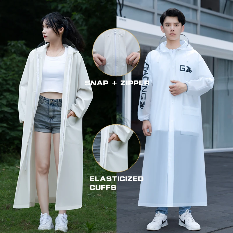 Transparent White Adults Raincoat Quick Dry Plastic rain coat for Boys and Girls for Fishing and Hiking factory