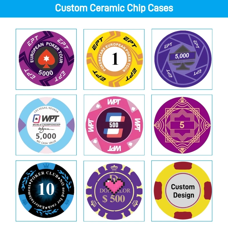 [Factory Direct] Professional 39mm Ceramic Poker Chips 10g Custom Logo Casino Grade Full Face Dye-Sublimation Printed Chips