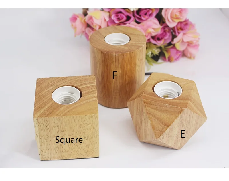 Mengjay Lampe De Table En Bois Massif Carrée - Support Douille E27, Luminaire Moderne Nordique Pour Bureau, Maison, Café Et Restaurant