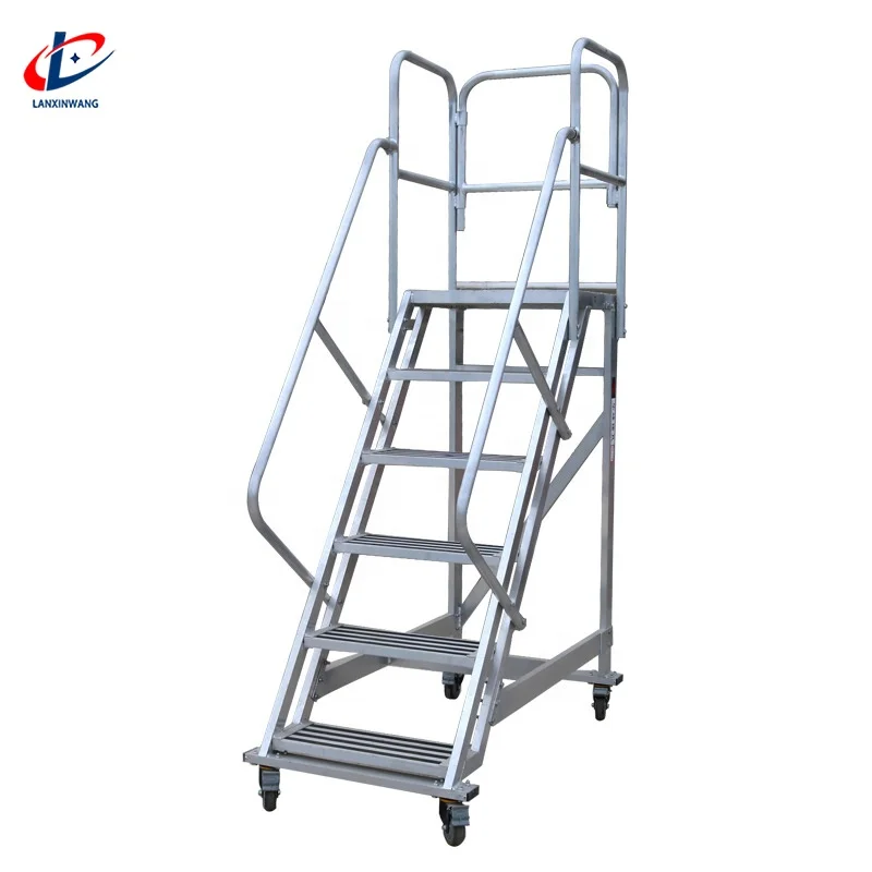 Подгонянный промышленный алюминиевый сплав стальной прокатный шага платформы подвижный восхождение склад лестницы грузовик для алюминиевого сплава алюминиевая верхняя консервная