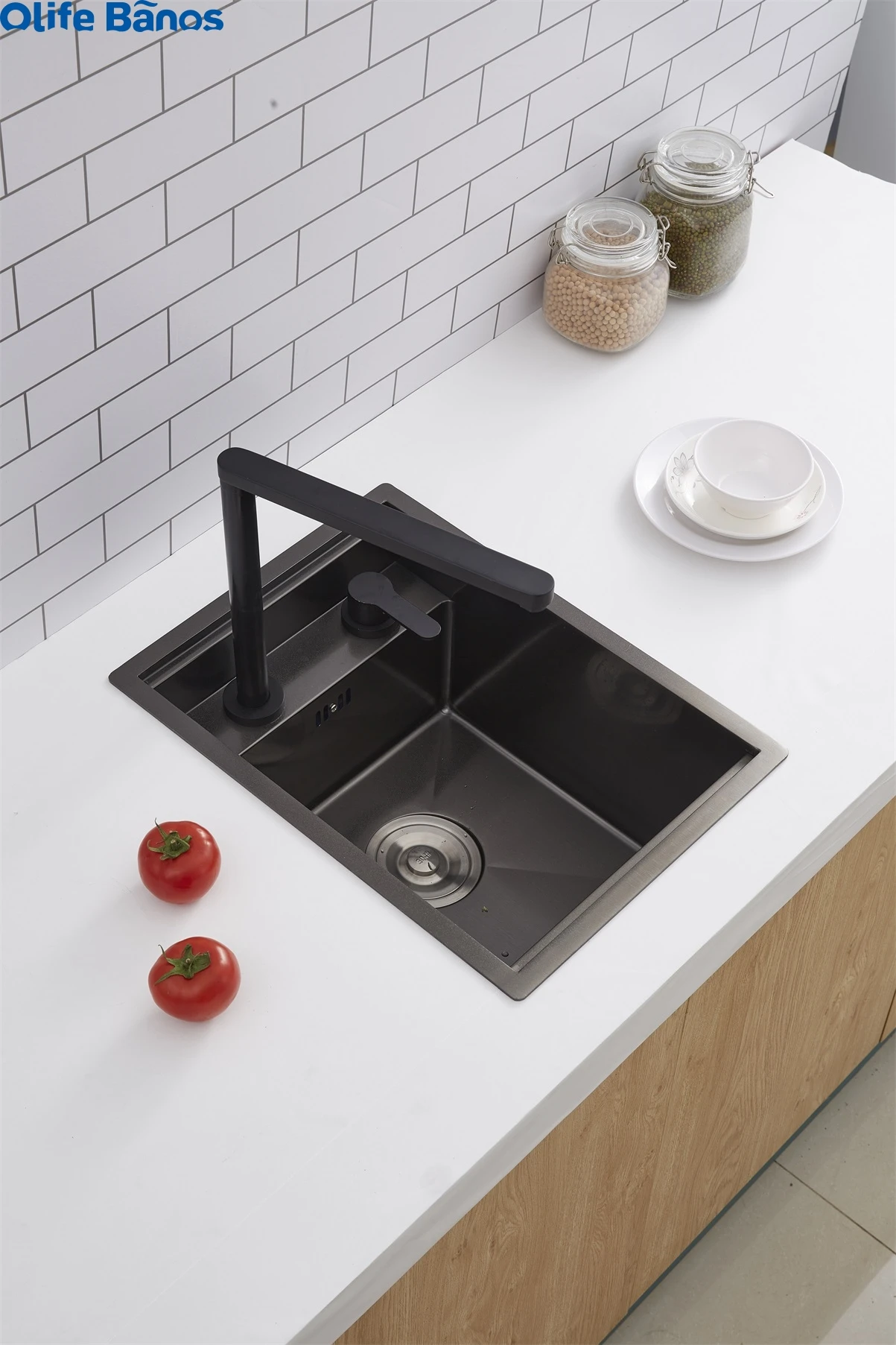 Olife Banos 45x35cm hidden sink 304 stainless steel single-slot small bar wash basin black mini island wash basin invisible sink supplier