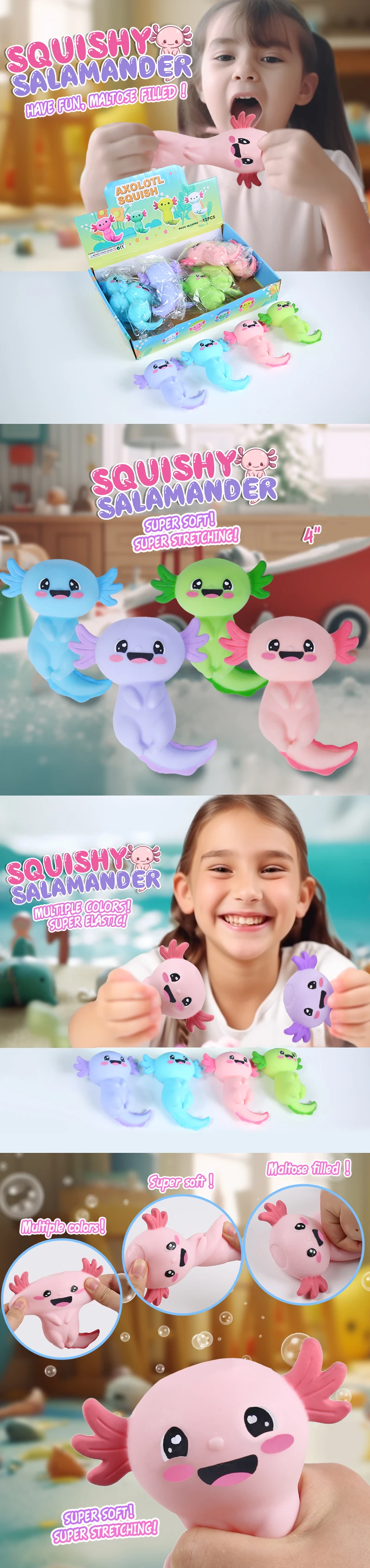 Factory Wholesale Oem Cute Salamander Squeeze Animal Toys Colorful Pva
