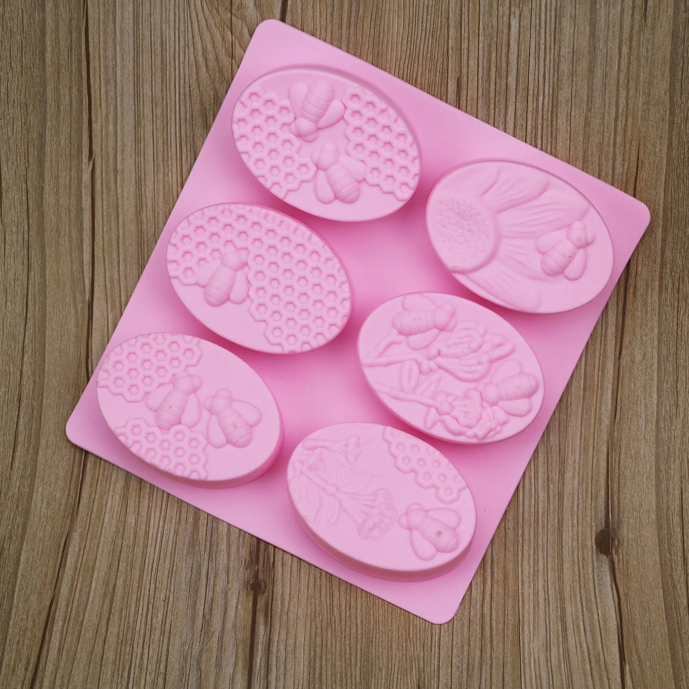 6 Bee-shaped Silicone Soap Molds, Oval Handmade Soap Silicone