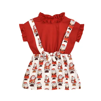 Wholesale cute christmas red color children girl dress kids girls fall boutique
