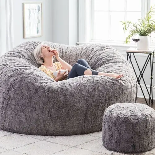 Amazon.com: Giant Bean Bag Chair for Kids Adults, 6ft 7ft Bean Bag Chair,  Washable Jumbo Bean Bag Sofa Sack Chair Large Lounger Faux Fur Cover for  Dorm Family Room (No Filler) (Color :