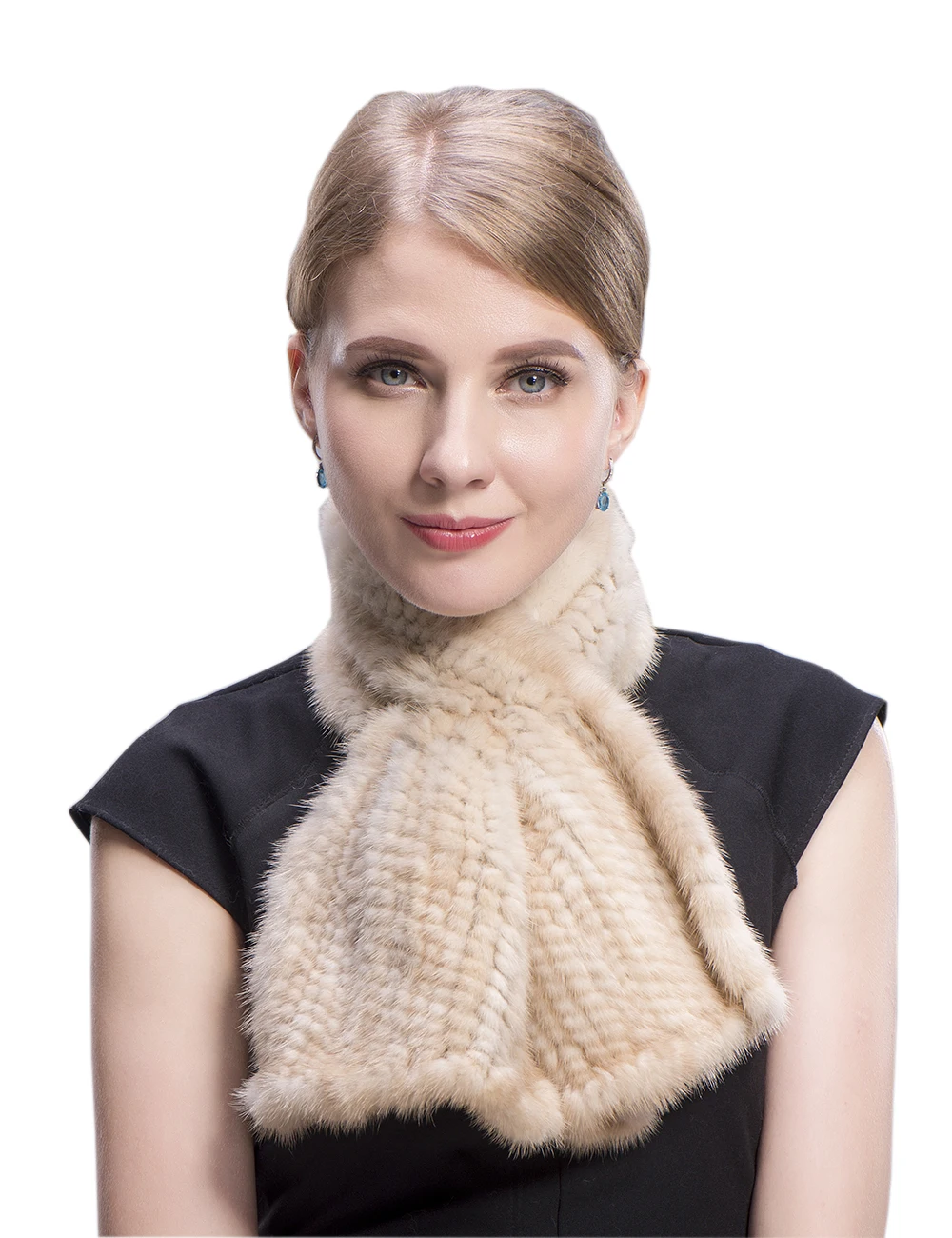 MWFur ручной вязки роскошный норковый меховой шарф двусторонний мех короткий стиль для женщин