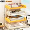 Four-tiered book and file shelf [milky white and yellow]