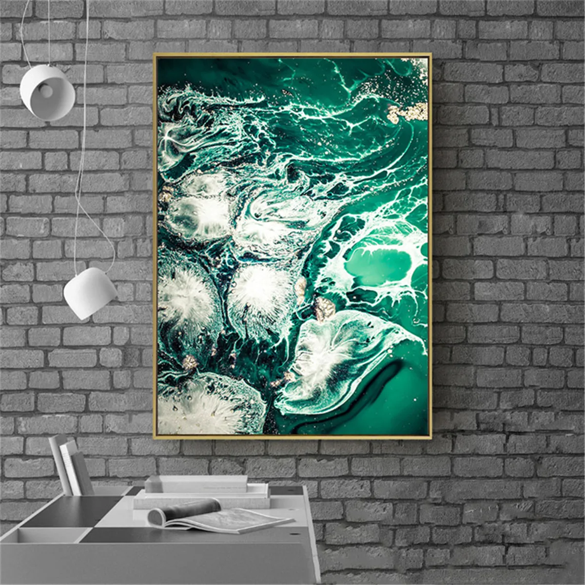 Abstract Flowing Gold Pattern Connotation Canvas Painting Modern Home Art Decor