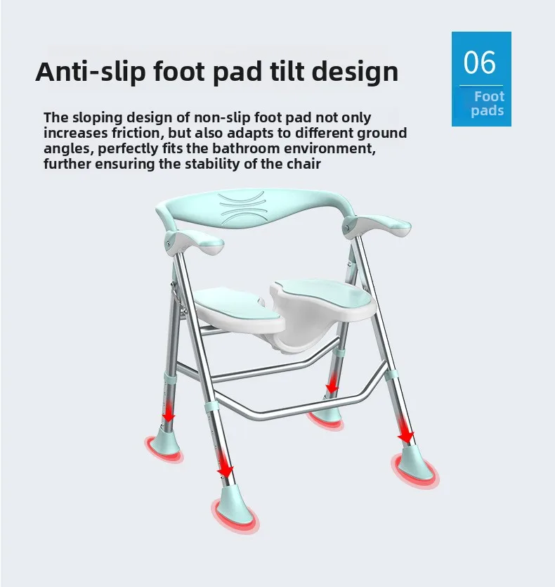 product alloy shower chair for elderly folding bath chair with anti slip feature convenient bathroom safety equipment-11