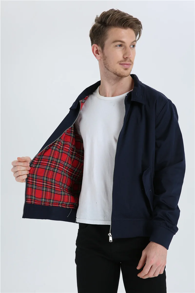 Custom Logo Spring Fall Lapel Jacket Work Harrington Bomber Jackets