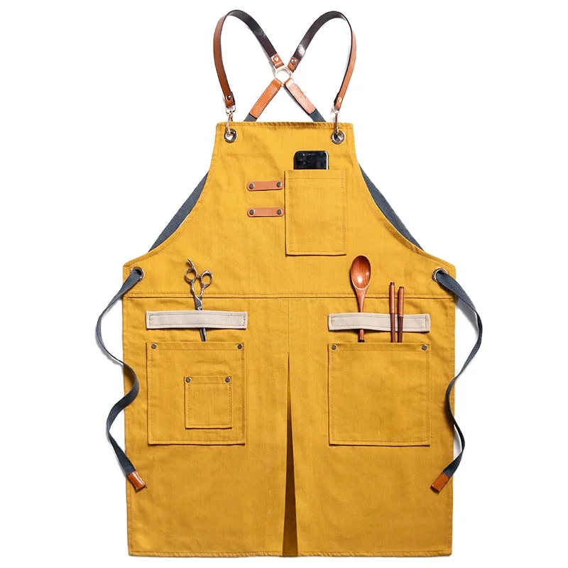 Cowboy apron hairdresser milk tea cake coffee shop flower shop men's and women's work clothes custom seal logo