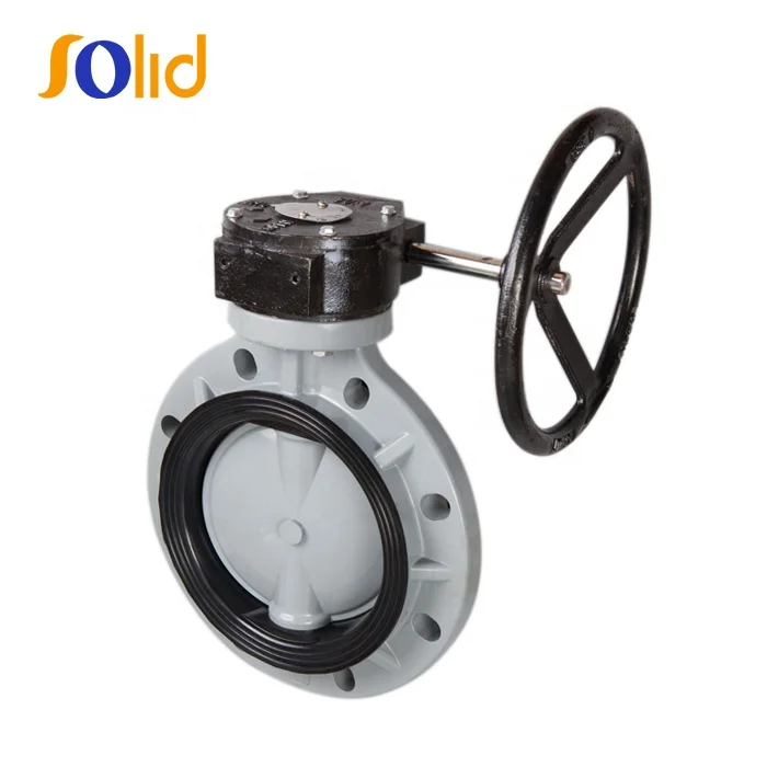 DIN ASTM JIS Standard Plastic PVC CPVC Worm Gear Operated Type Butterfly Valve