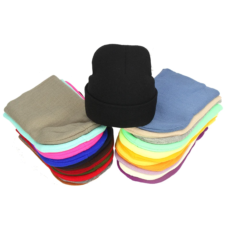 Solid Color Beanie Skullies Acrylic 