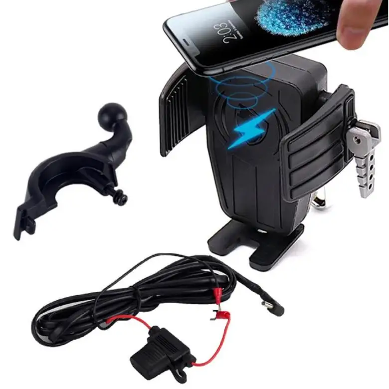 Motorcycle Phone Support Holder - Wireless Charger Bracket