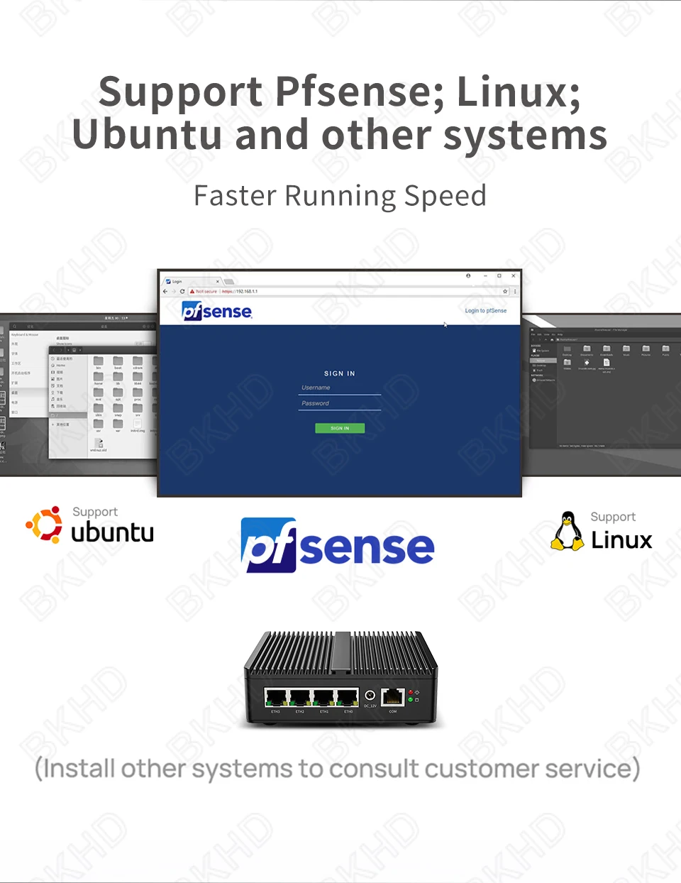 BKHD Factory Fanless G30S 4*2.5G Lan DDR5 Firewall Router N100 N150 4 ...