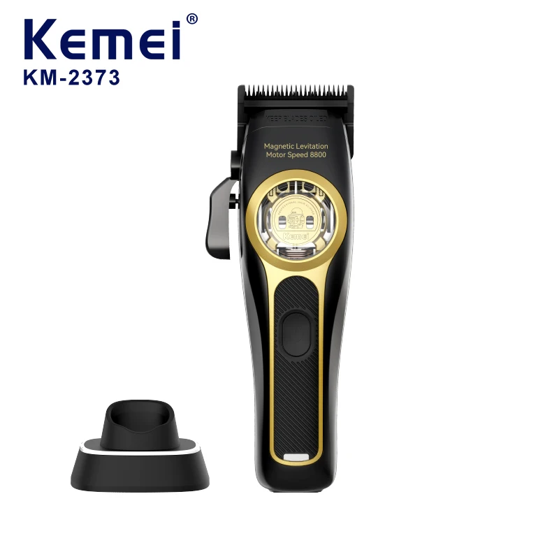 ماكينة حلاقة احترافية من KEMEI km-2373 ماكينة قص الشعر بدون سلك مع قاعدة شحن