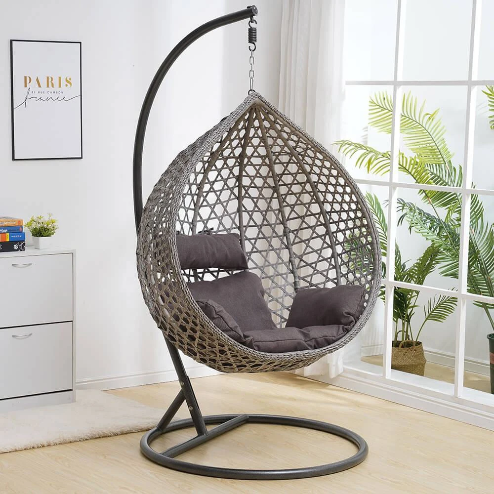 product modern durable rattan hanging egg chair with round frame for outdoor garden swing-2