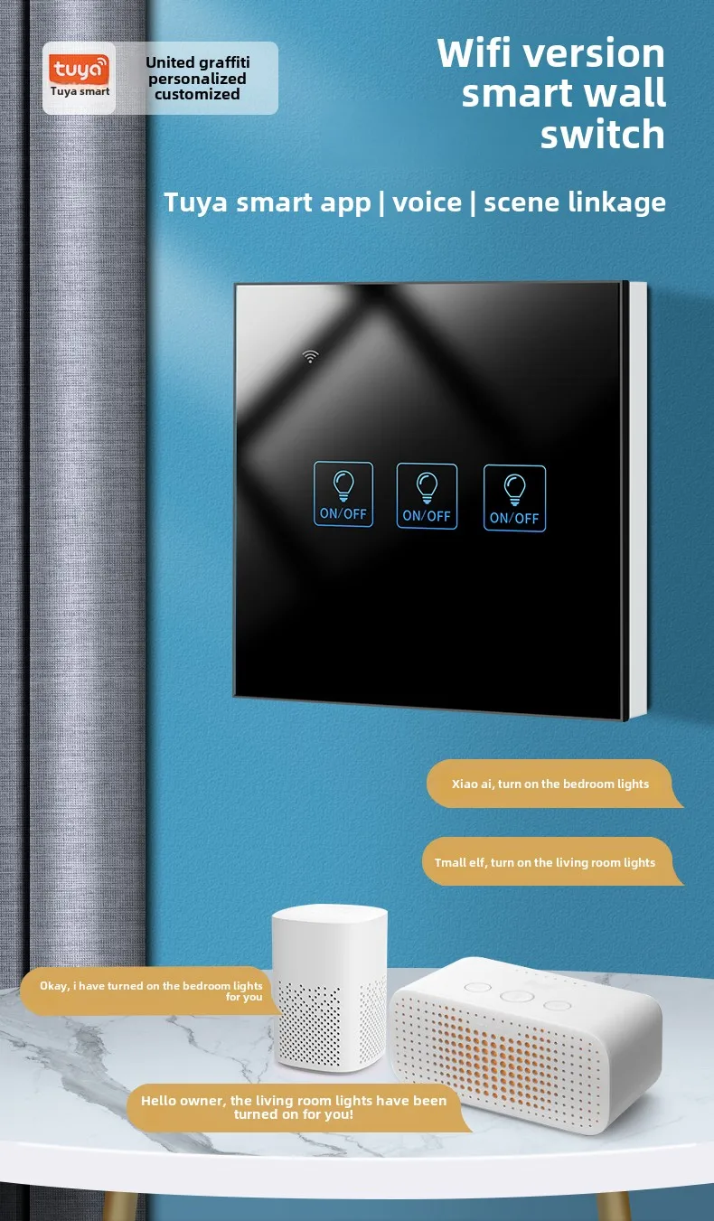 EU Smart WiFi Tuya Wall Switches 2025 New Tempered Glass Panel Electrical Light Switch With Neutral Wire Smart Home Products supplier