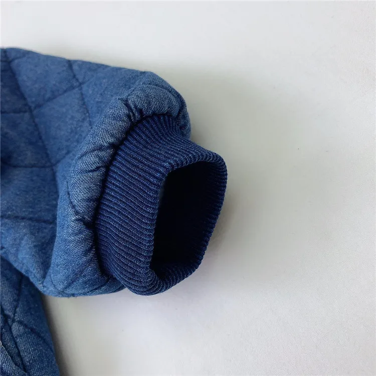 Y109025 Autumn Winter Kid Baby Cute Denim Jacket Casual Baby Boys Diamond Girl Printing Warm Clothes