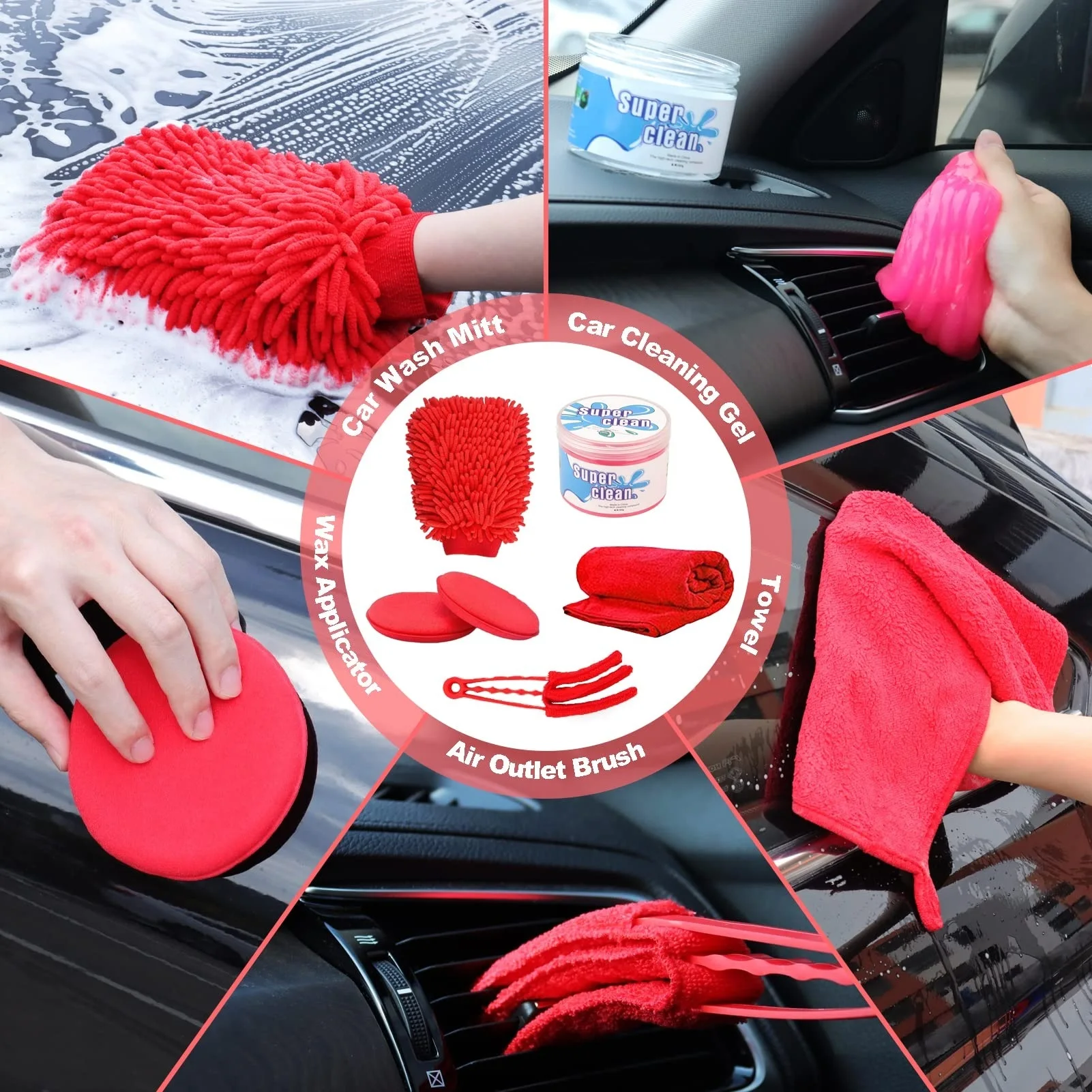 24 Pcs Car Detailing Brush Set Drill Soft Brushes Wash Kit With ...