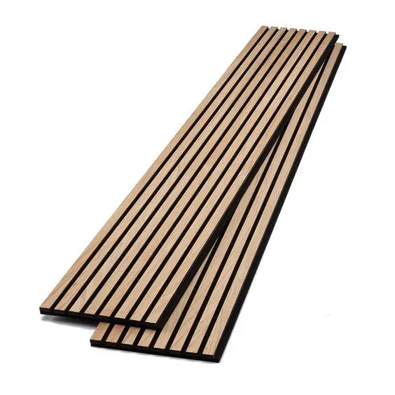 Sound Absorption Panel Wood Slat Polyester Fiber Acoustic Wall Board for Hotel Living Room TV Wall