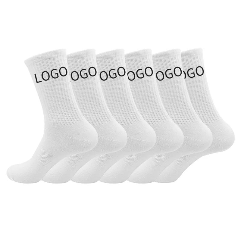 Wholesale Custom Logo Sport White Socks Men Black Letter Running Custom