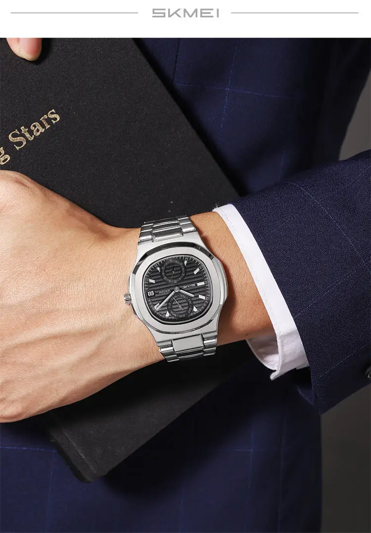 Skmei 2423 Quartz Movement Waterproof Wristwatches Men's Watch Luxury Stainless Steel Bracelet Man Watch Relogio Masculino Clock