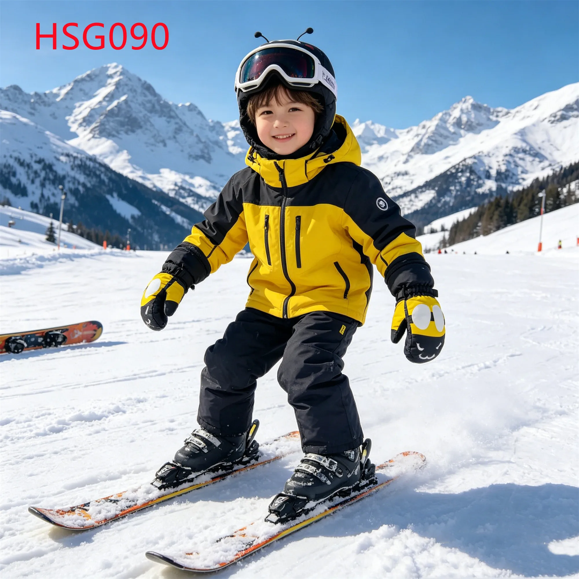 LXG,Alpine Skiing Resort Plush Thickened Toddler Ski Gloves Frozen Lake Fishing Snowproof sealed Youth Winter Gloves HSG090