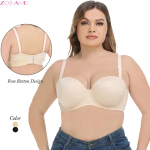 Versatile Silicone-Free Lightly Padded Cups Plus Size Non-Slip Women's Strapless Bra All-Match Cup Sizes BCDEFG Bra for Women