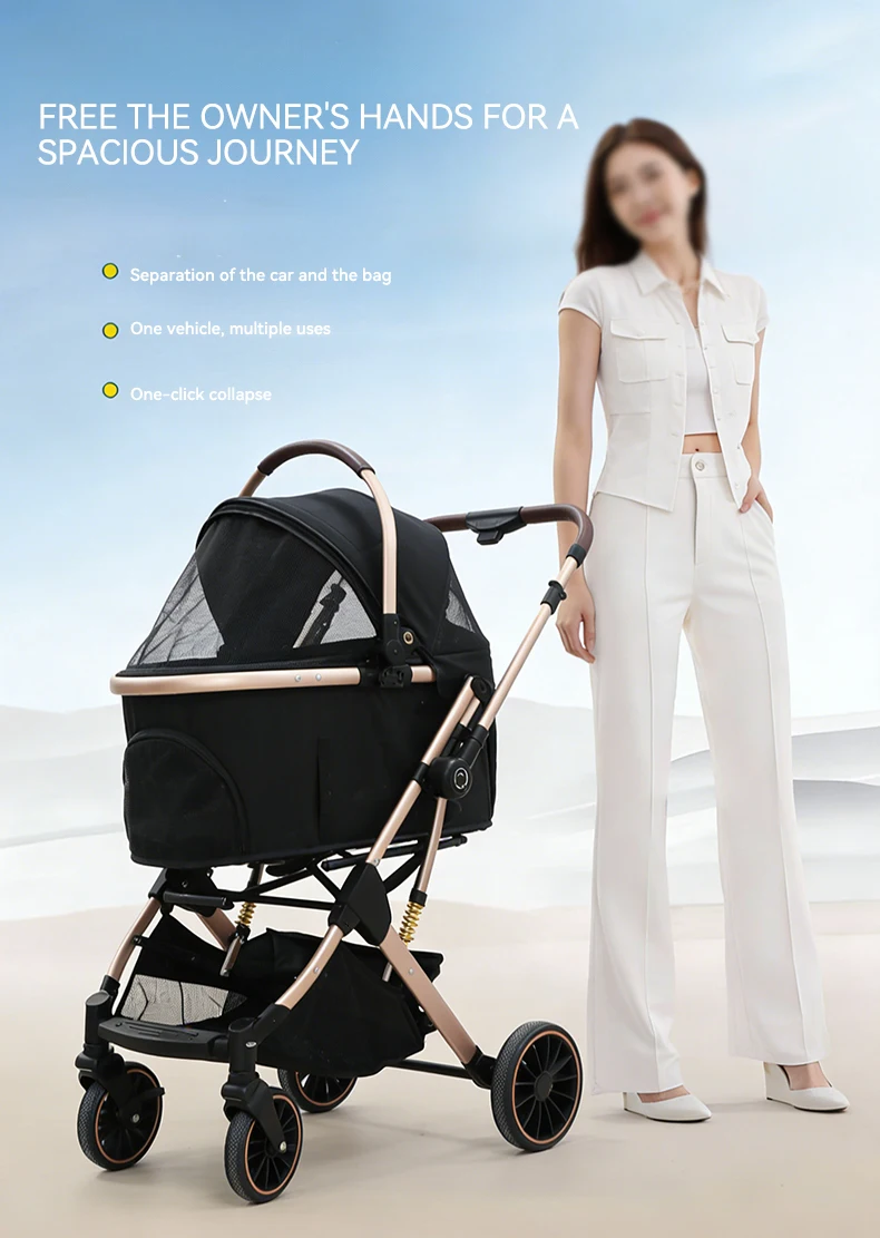 New Stroller Pet Outing Dog Outdoor Car One Button Folding Double Stroller Pet Double Stroller Handbag factory