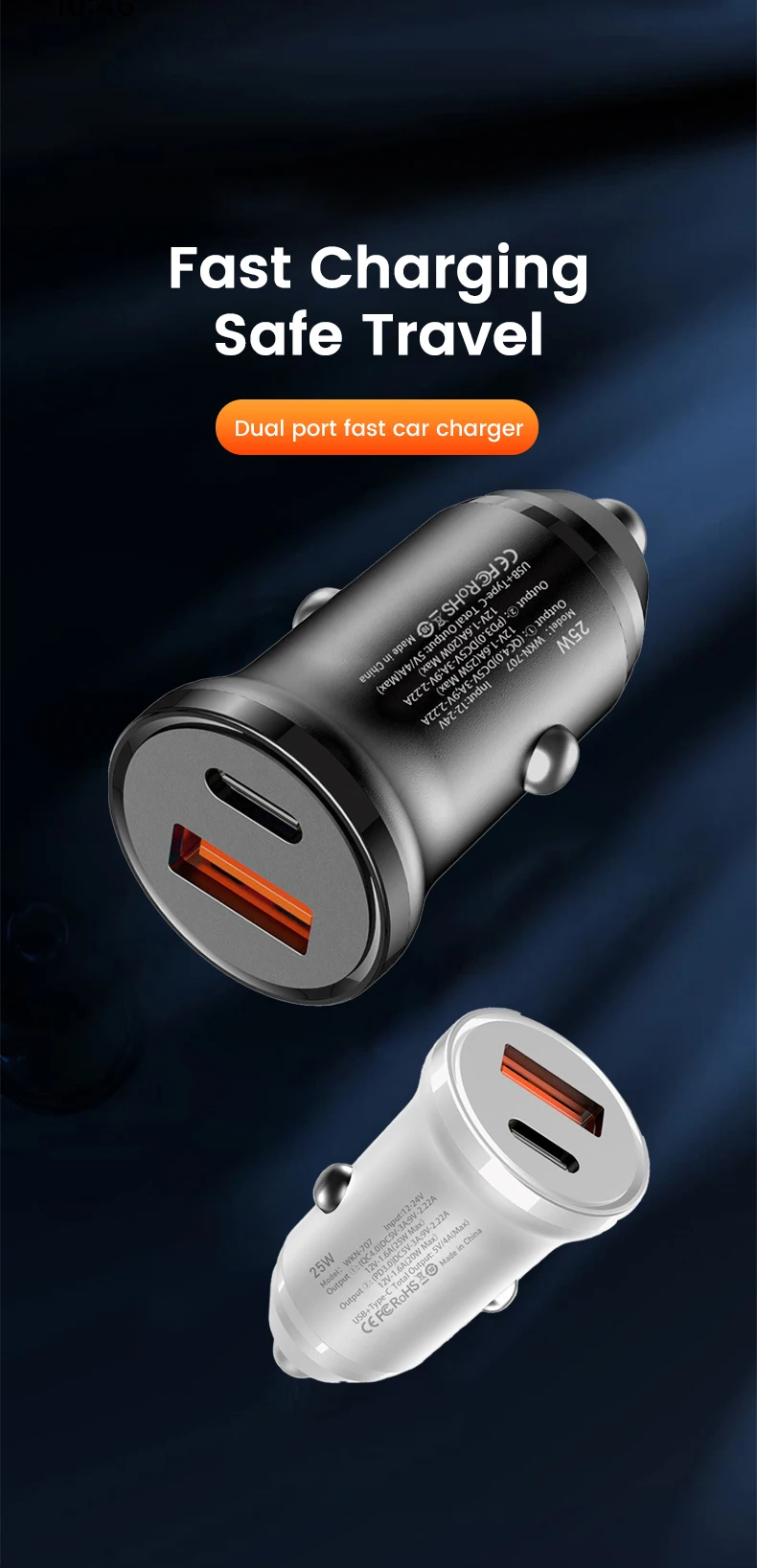 25w Usb Car Charger Quick Charge Qc 4.0 3.0 Fcp Scp Afc Usb Pd Fast Charging Car Phone