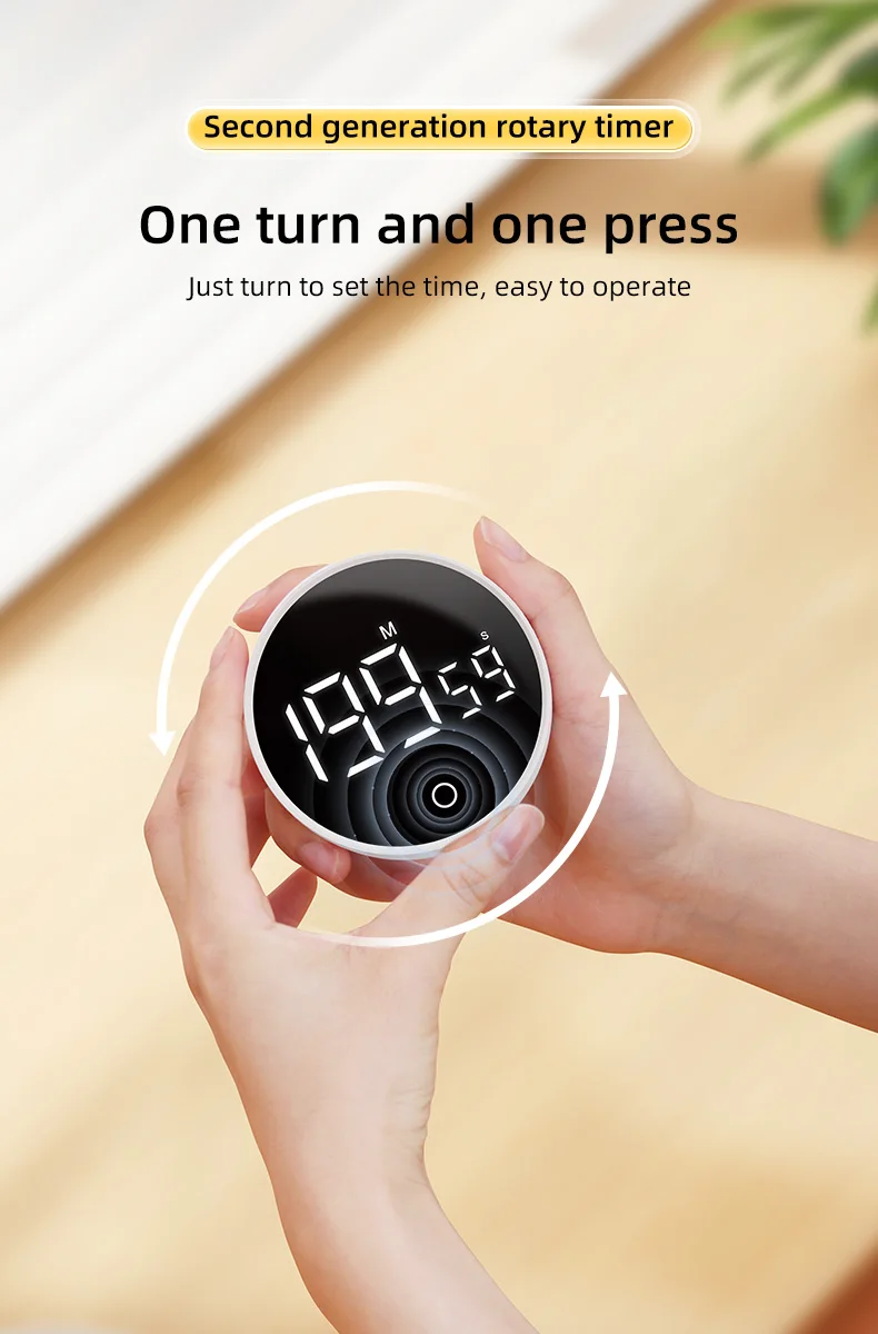 Rotary Silent Visual LED Digital Mini Smart Touch Round Magnetic ...