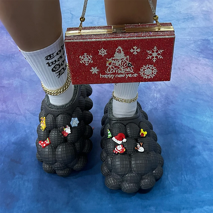 Christmas Funny Lychee Bubble Slippers Shoes For Women's And Men's