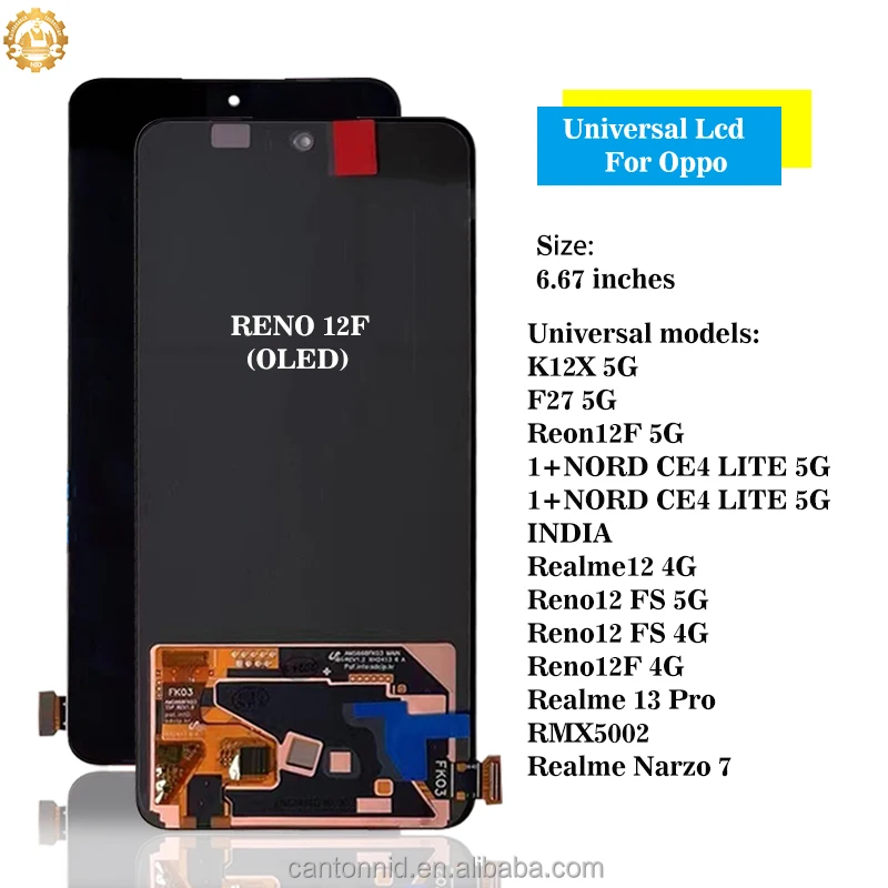 Display Touch OLED Per OPPO Reno 12F 4G/5G - Schermo Completo Con Vetro, Compatibile CPH2687 CPH2637
