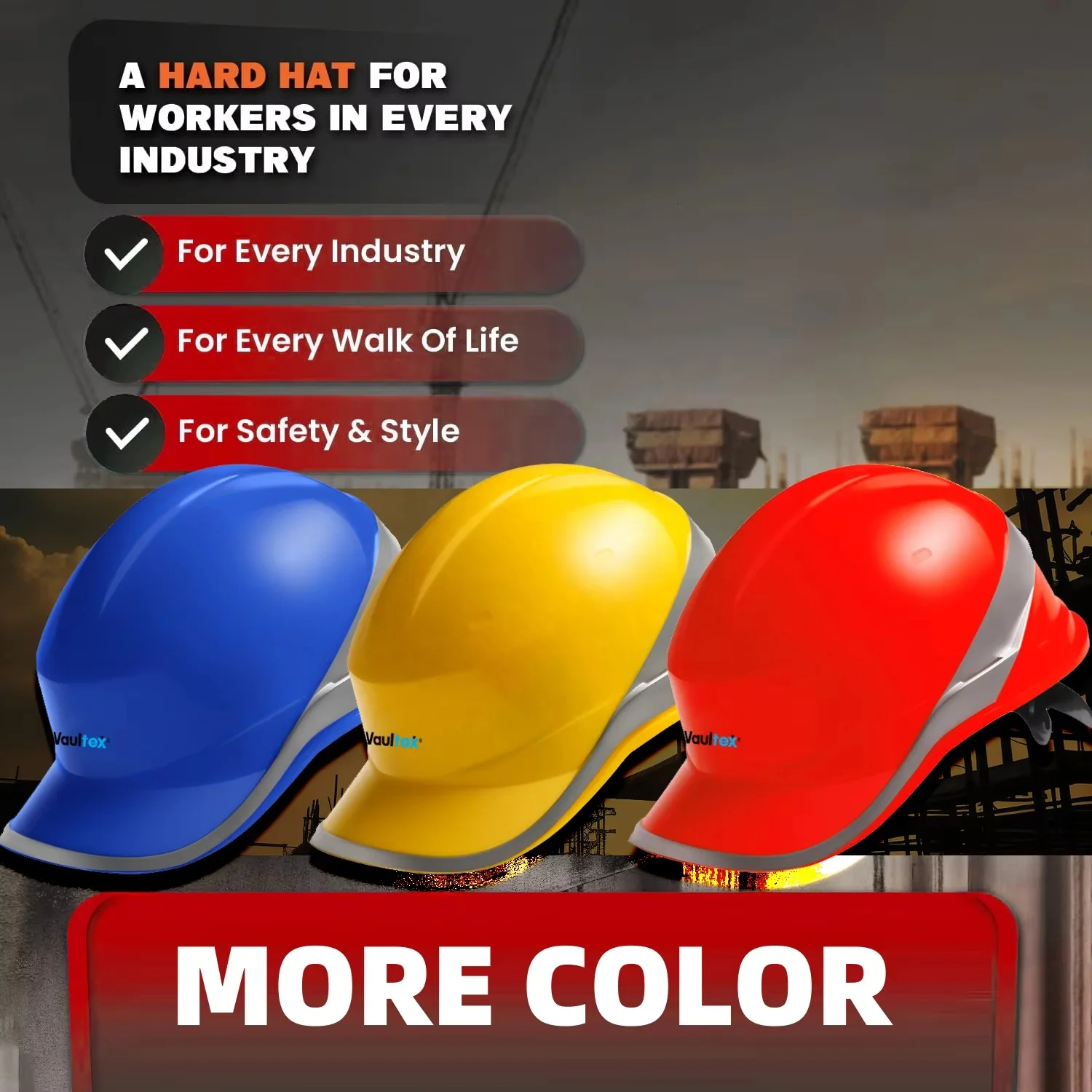 Vaultex Custom logo Color Top Quality Safety Helmet Construction Head protection Work Adjustable Hard Hats Safety Helmet