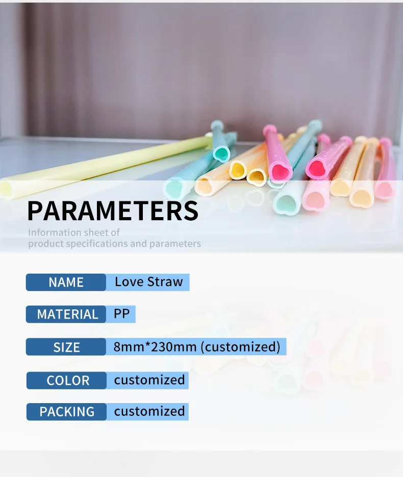 Heart Shaped Pp Plastic Straws,Reusable Hard Plastic Drinking Straws