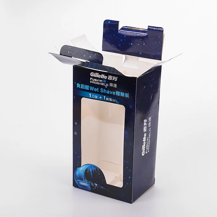 clear Window Retail Hanging Packaging Matte Black Folding Cardboard hang Tab Paper Box with Custom logo Printing