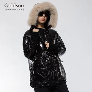 Fashionable Women's Winter Jacket Real Goose Luxury Fox Fur Waterproof Hooded Coat Nylon Lining Line Decorations Casual Style