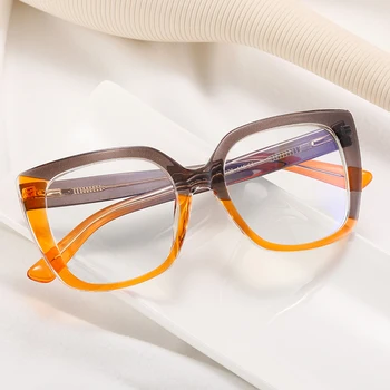 Fashion Oversized Square Big Frame Eyeglasses TR90 Metal PC Frame Fashion Design Anti-blue Light Women Optical Frames Glasses