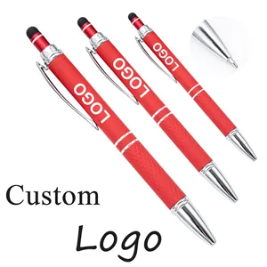 Press Rubber Ballpoint Pen With Print Logo Custom Metal Touch Advertising Gift Business Enterprise Promotion