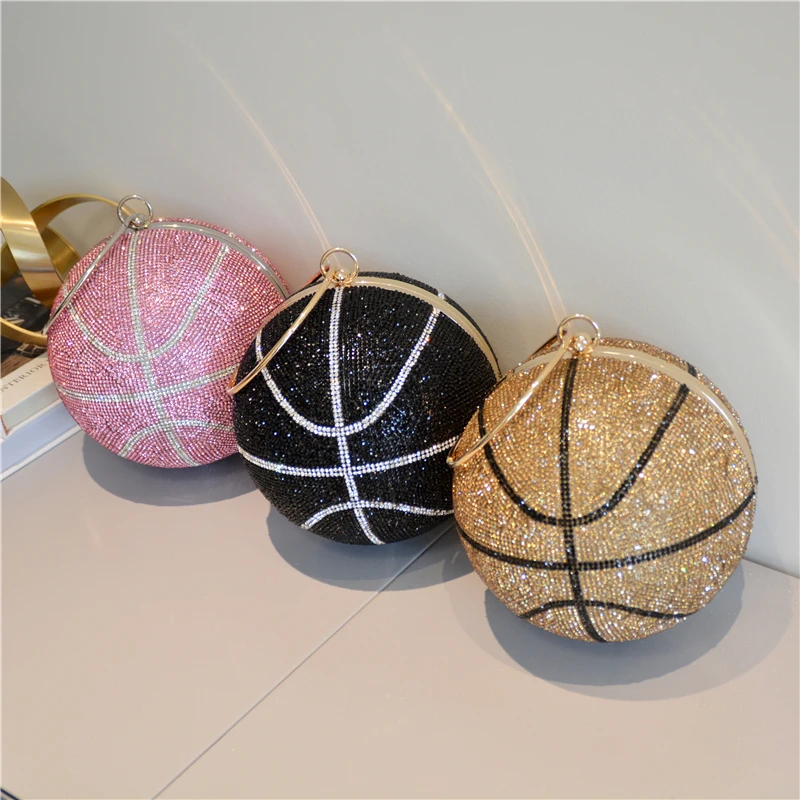 Bedazzled Crystal Basketball Handbag Purse 