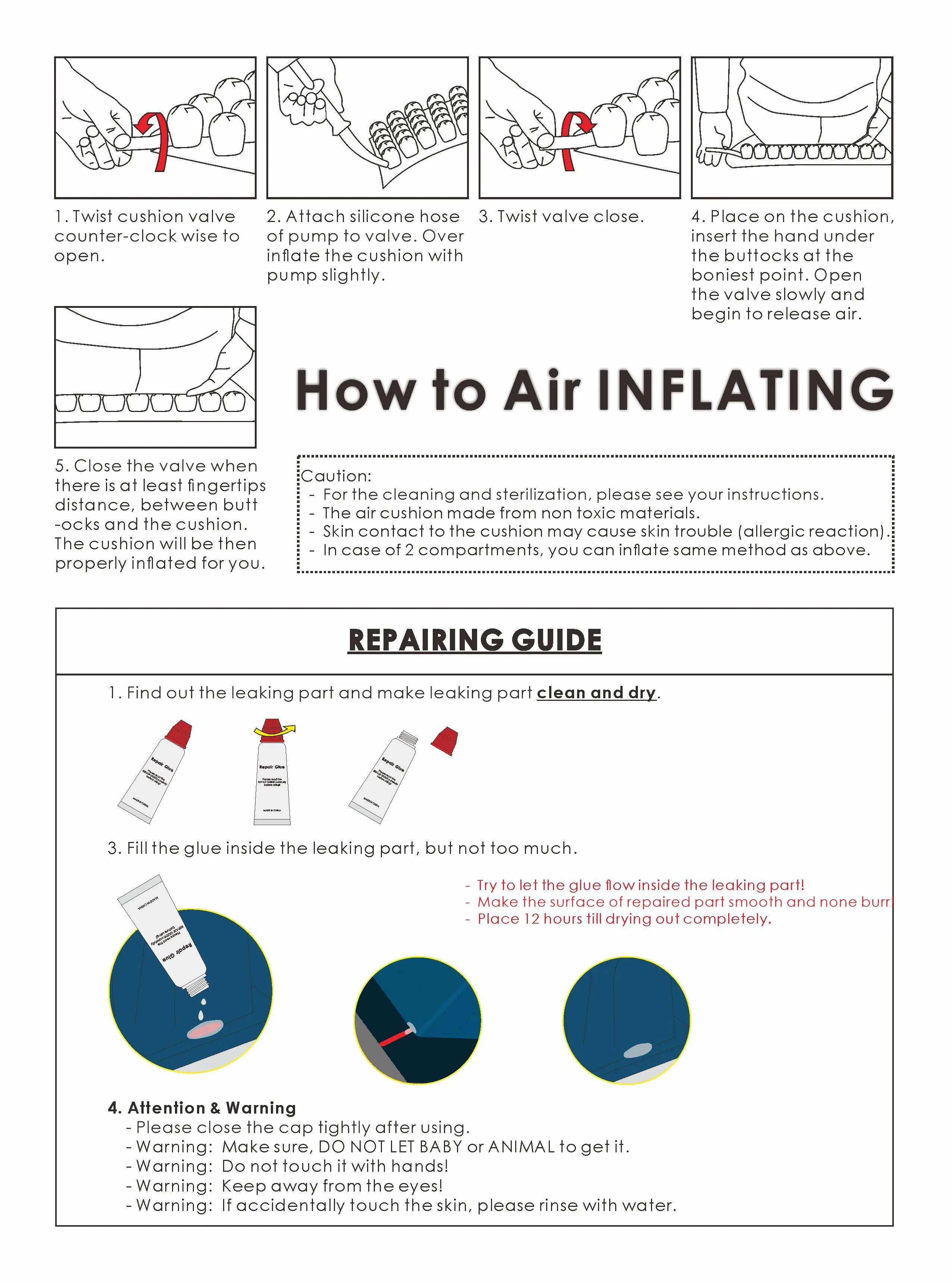 Roho Inflation Guide Dcm-ac08-1v4040,ความหลากหลายของขนาด Tpu,Pvc Inflating Roho เบาะอากาศ ...