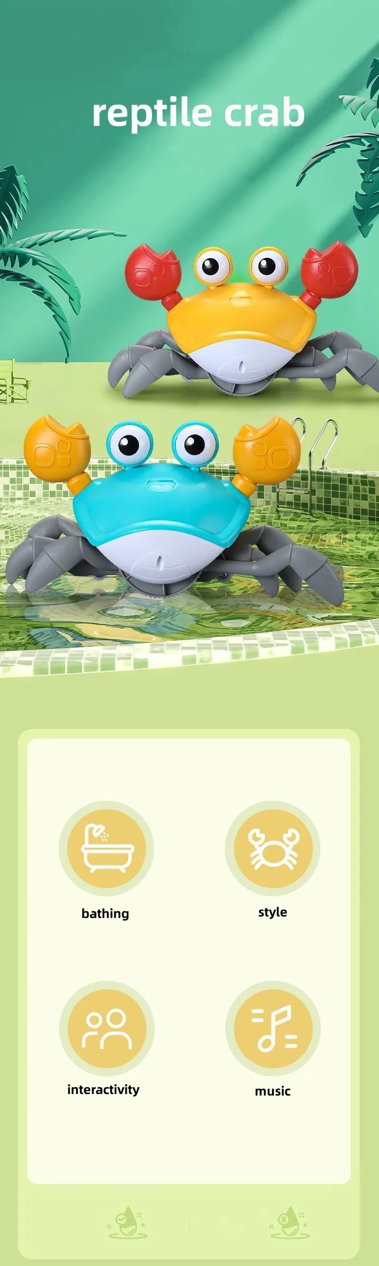 Allogogo Interactive Walking Dancing Toy Electric Crawling Crab Music