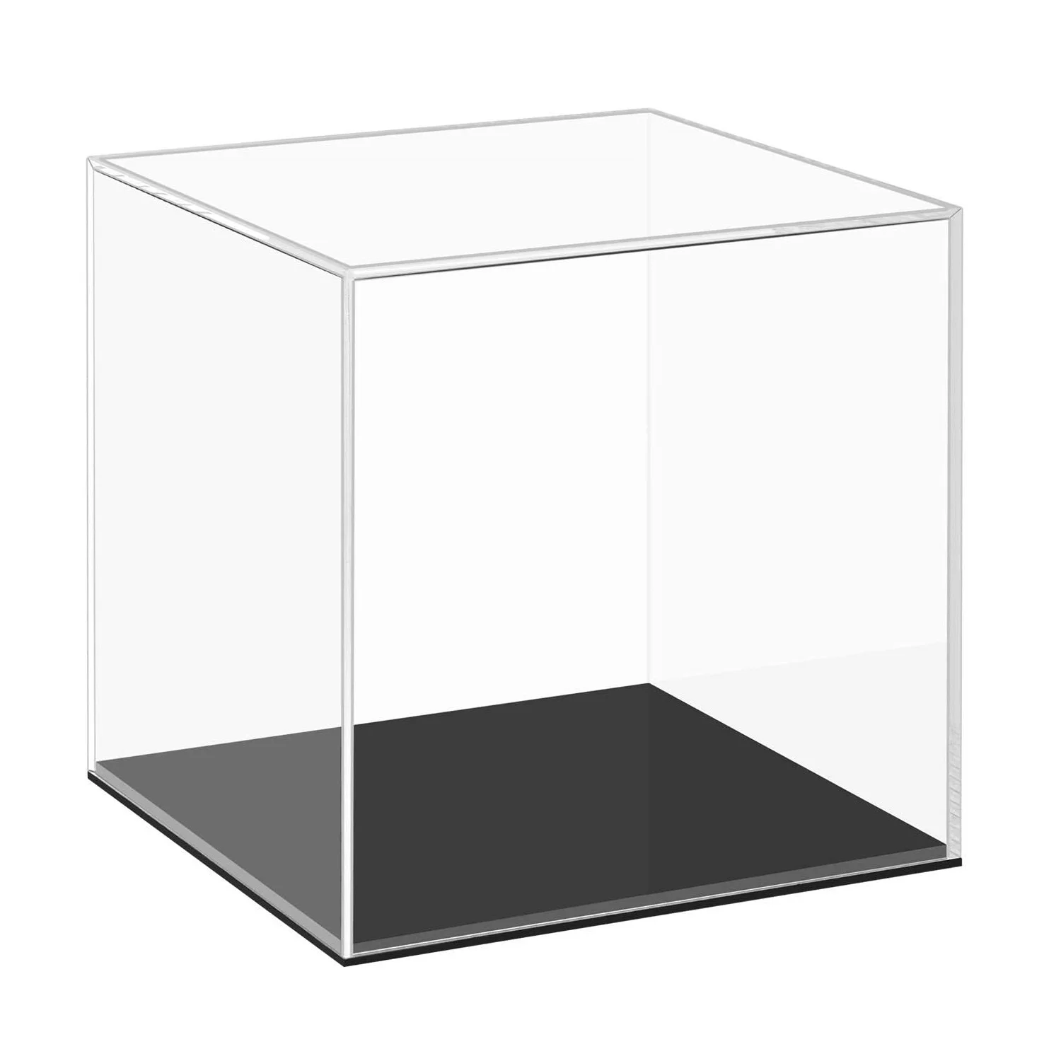 Clear Acrylic Display Case With Black Base Countertop Box Organizer ...